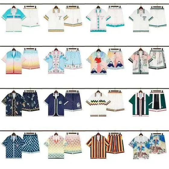 Casablanca Multicolor Wave Print Vacation Set,Camp Shirt & Shorts