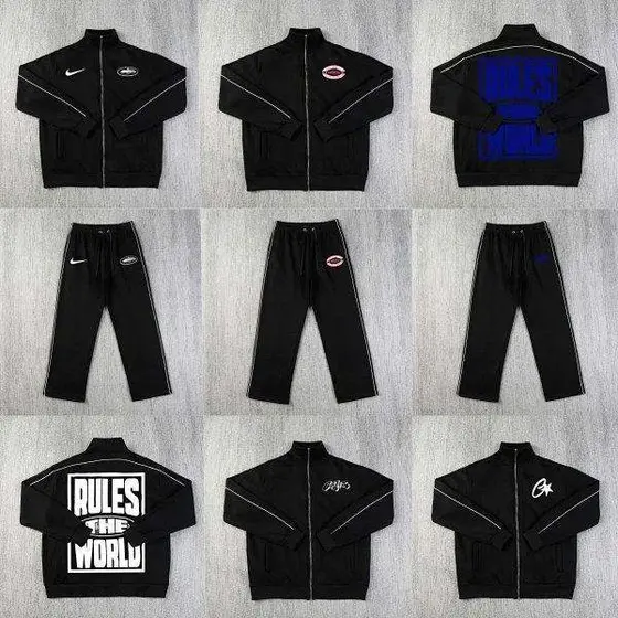 Nike Corteiz Side Stripe Zip Up Jacket &amp; Pants Casual Sports Tracksuit