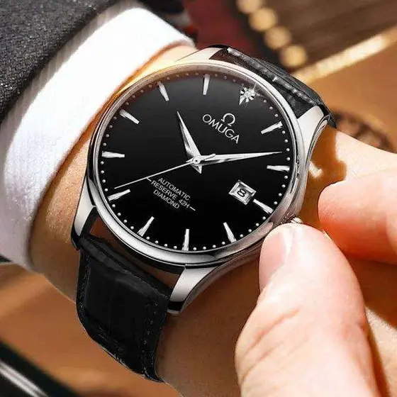 OMEGA simple genuine diamond calendar men's watch luminous men's watch brand.